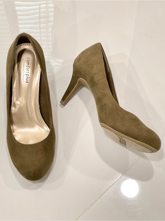 Dexflex Shoes - Mushroom Brown Dexflex Comfort Suede Pumps Heels Shoes Almond Toe Flexible Soles